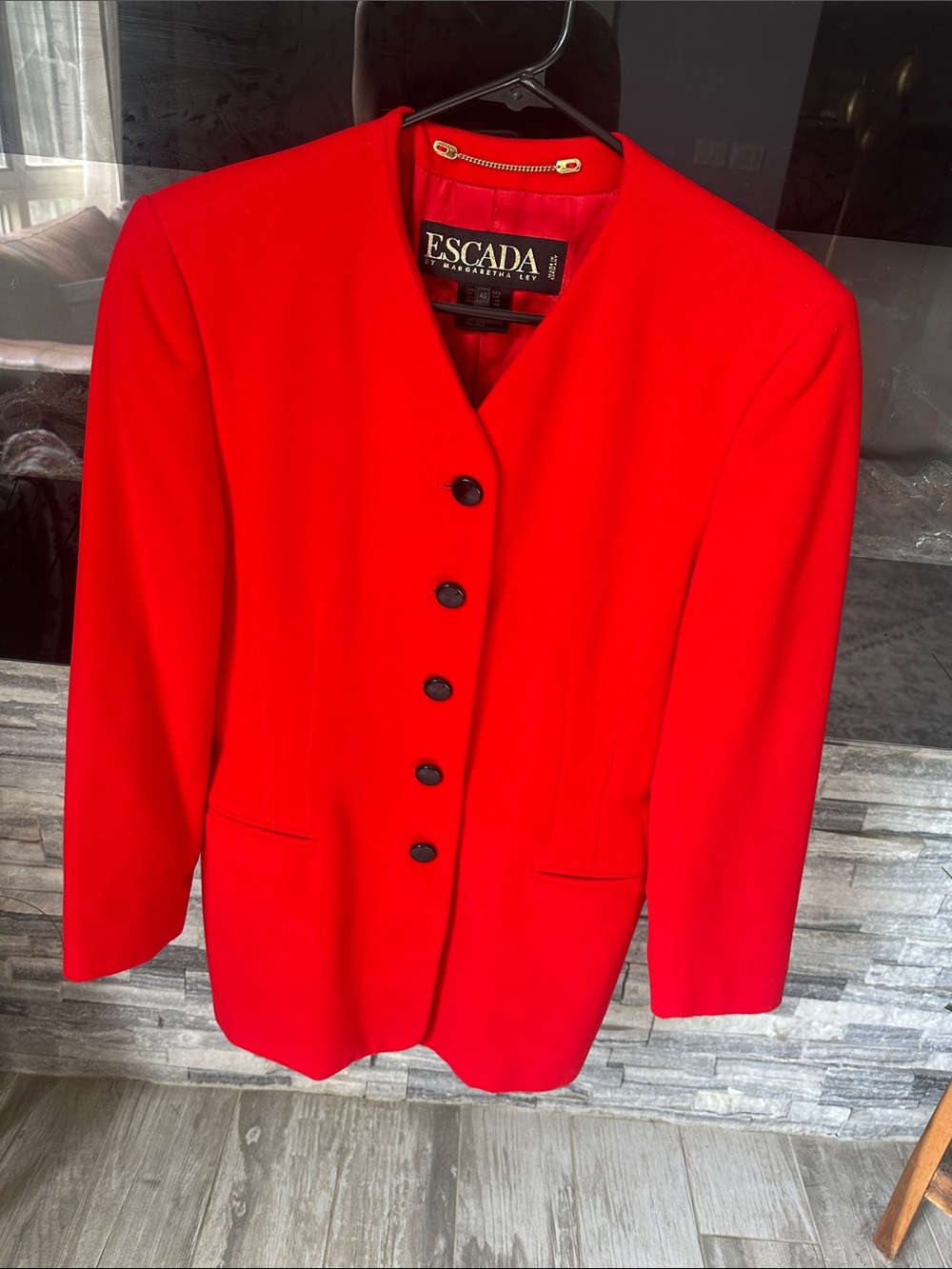 VINTAGE Escada by Margaretha Ley - Vibrant Red Single-Breasted Blazer - Size 40